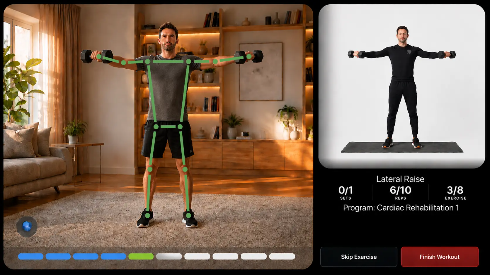 AI vision engine tracking a lateral raise exercise